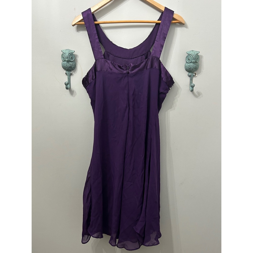 Scarlett Nite Purple Beaded Embellished Cocktail Dress Chiffon Draped Size 16 - Picture 4 of 4